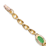 Vintage 14K Yellow Gold 4.2tcw Green Jadeite Jade Cabochon Link Bracelet