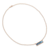 Bellari 14k Rose Gold 2.20tcw Blue Topaz and Diamond Bar Pendant Necklace