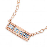 Bellari 14k Rose Gold 2.20tcw Blue Topaz and Diamond Bar Pendant Necklace