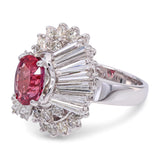 Vintage 14k White Gold GIA 1.96ct Ruby and Diamond Ballerina Ring
