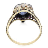 Vintage R.B & K 14k Yellow Gold Synthetic Alexandrite and Diamond Ring