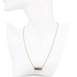 Bellari 14k Rose Gold 2.20tcw Blue Topaz and Diamond Bar Pendant Necklace