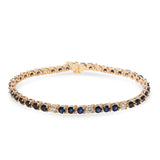 Vintage 14k Yellow Gold 3.96tcw Teal Sapphire and Diamond Tennis Bracelet