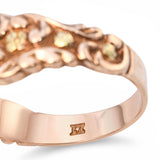 Antique Victorian 10k Rose Gold Engraved Star Cut Diamond Ring