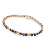 Vintage 14k Yellow Gold 3.96tcw Teal Sapphire and Diamond Tennis Bracelet