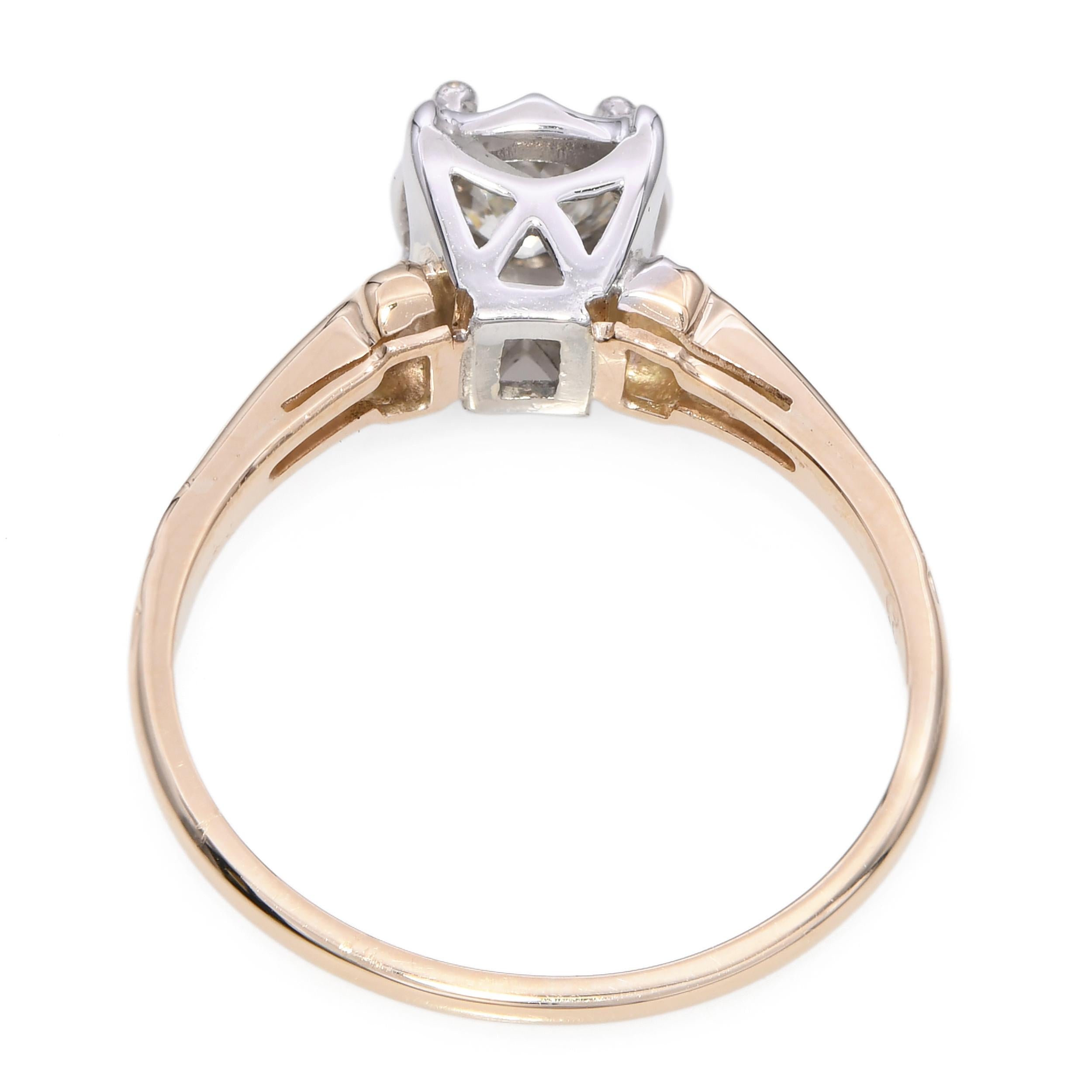 Vintage 2-Tone Gold 0.55ct Old Euro Cut Diamond Ring