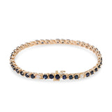 Vintage 14k Yellow Gold 3.96tcw Teal Sapphire and Diamond Tennis Bracelet