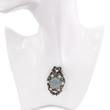 Antique Gold & Silver Edwardian Aquamarine Diamond Pearl Cameo Brooch