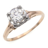 Vintage 14k Yellow Gold & Platinum 0.55ct Old Euro Cut Diamond Ring