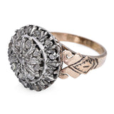 Antique 8k Yellow Gold Silver Topped Diamond Statement Ring
