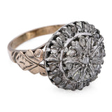 Antique 8k Yellow Gold Silver Topped Diamond Statement Ring
