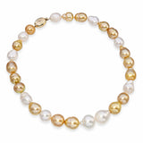12mm South Sea Semi-Baroque Pearl with 14k Yellow Gold Diamond Clasp Necklace