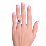 Vintage 14k White Gold GIA 1.96ct Ruby and Diamond Ballerina Ring