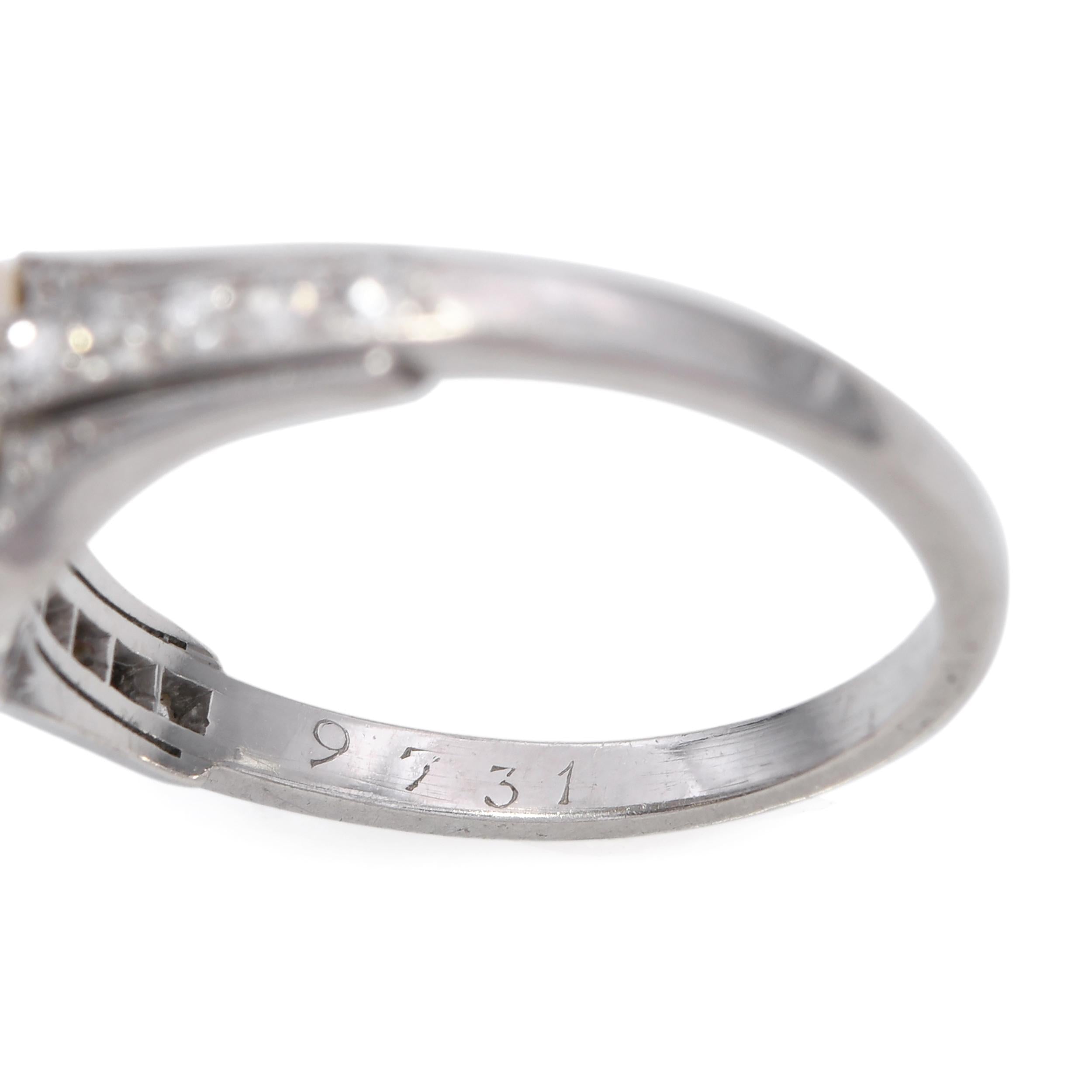 Vintage Platinum Akoya Pearl and Diamond Ring GIA