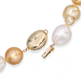 12mm South Sea Semi-Baroque Pearl with 14k Yellow Gold Diamond Clasp Necklace