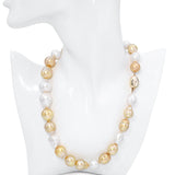 12mm South Sea Semi-Baroque Pearl with 14k Yellow Gold Diamond Clasp Necklace