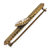 Antique 15k Yellow Gold Pearl Bar Brooch