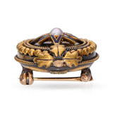 Antique 18k Yellow Gold Pearl and Enamel Star Brooch