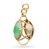 14K Yellow Gold Green Jade Orb Pendant with Openwork Cage Setting