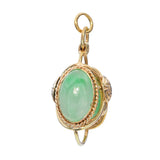 14K Yellow Gold Green Jade Orb Pendant with Openwork Cage Setting