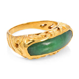 Antique 23k Yellow Gold Jadeite Jade Saddle Ring