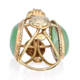 14K Yellow Gold Green Jade Orb Pendant with Openwork Cage Setting