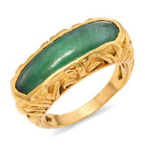 Antique 23k Yellow Gold Jadeite Jade Saddle Ring