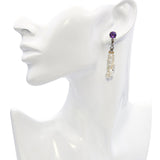 Vintage 14k Yellow Gold Amethyst & Pearl Dangle Earring