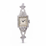 Art Deco Platinum Hamilton Diamond Hand Wind Women's Cocktail Watch