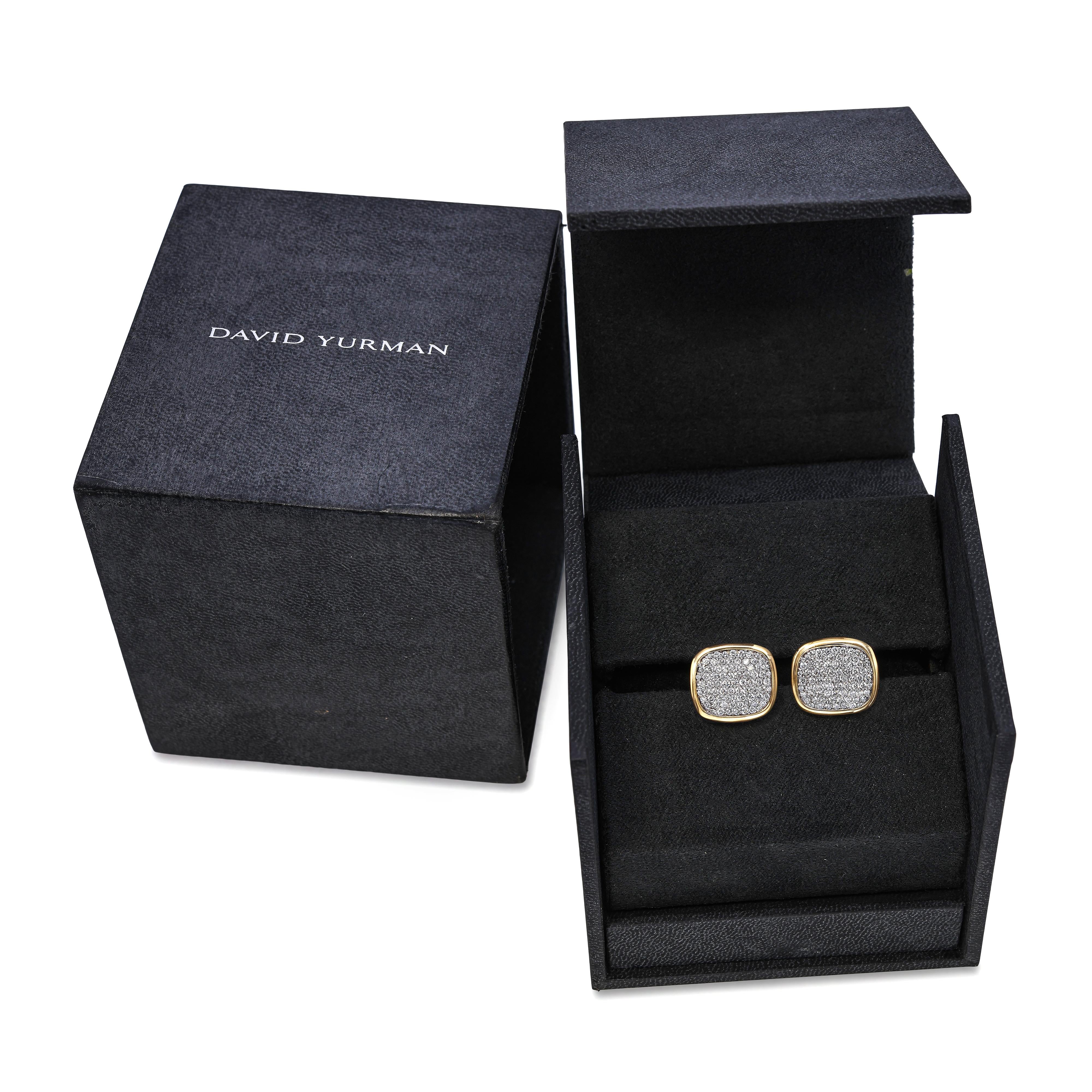 David Yurman 18k Yellow and White Gold Diamond Pavé Cufflinks