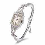 Art Deco Platinum Hamilton Diamond Hand Wind Women's Cocktail Watch