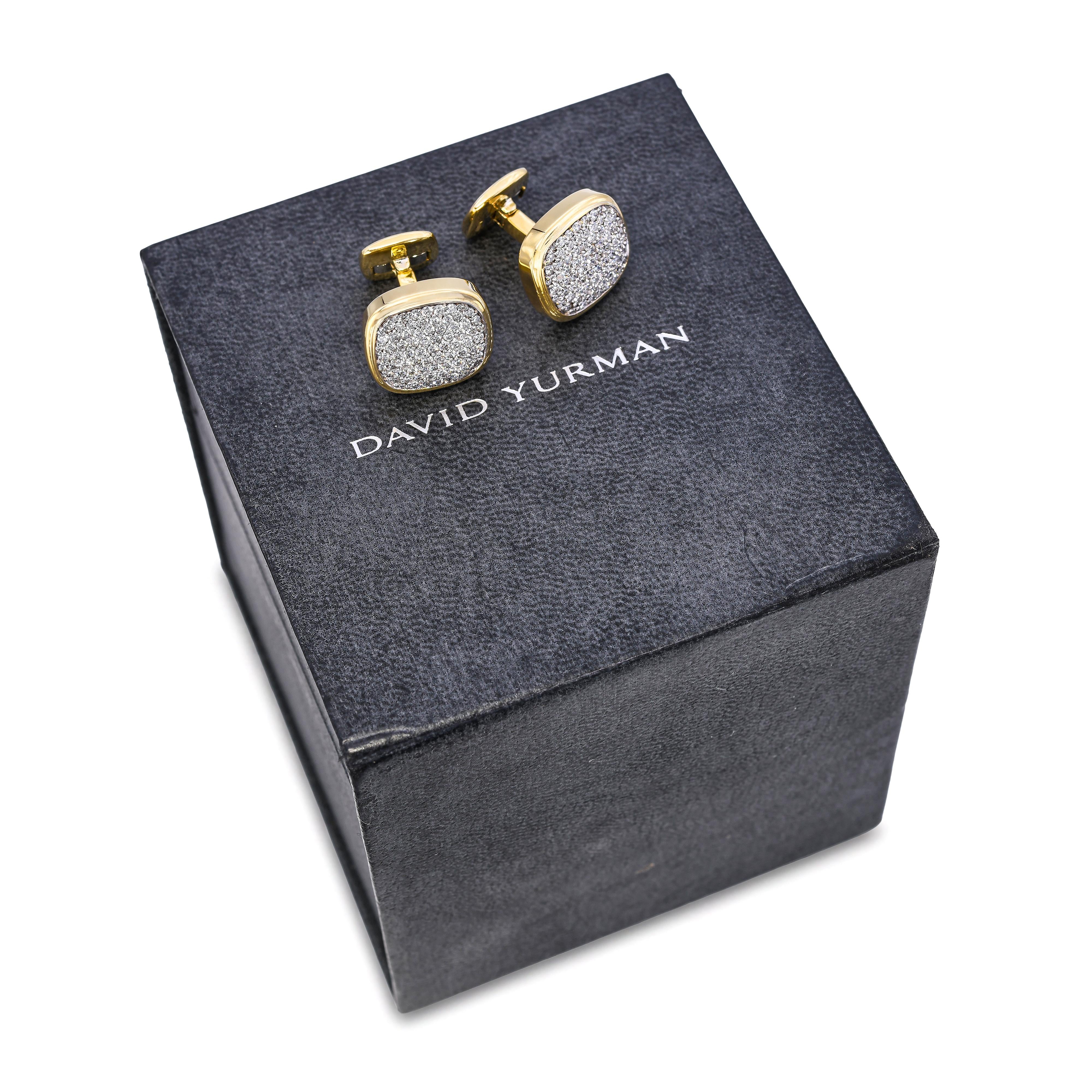 David Yurman 18k Yellow and White Gold Diamond Pavé Cufflinks