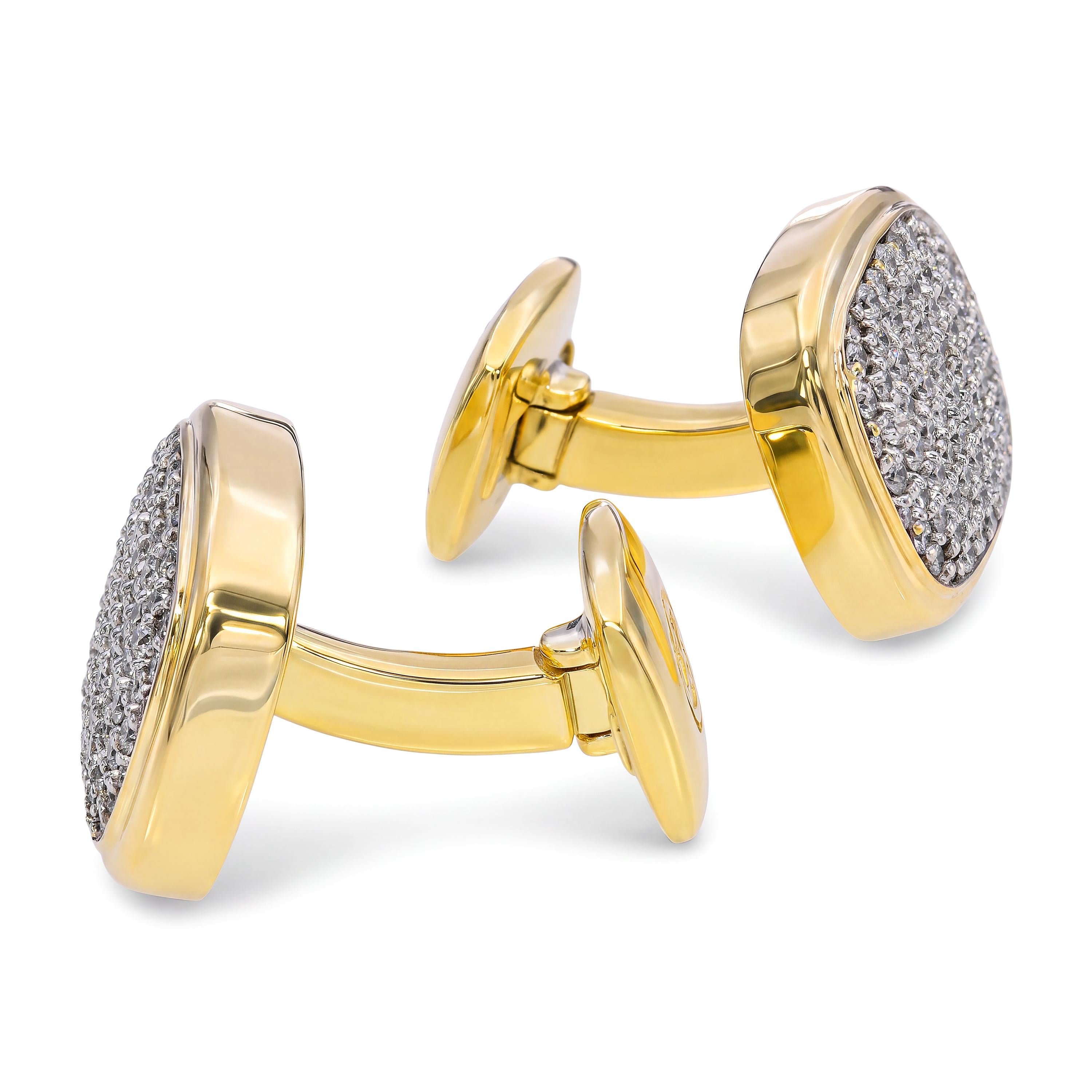 David Yurman 18k Yellow and White Gold Diamond Pavé Cufflinks