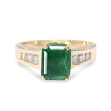 Vintage 14k Yellow Gold 1.70ct Emerald and Diamond Ring