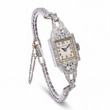 Art Deco Platinum Hamilton Diamond Hand Wind Women's Cocktail Watch