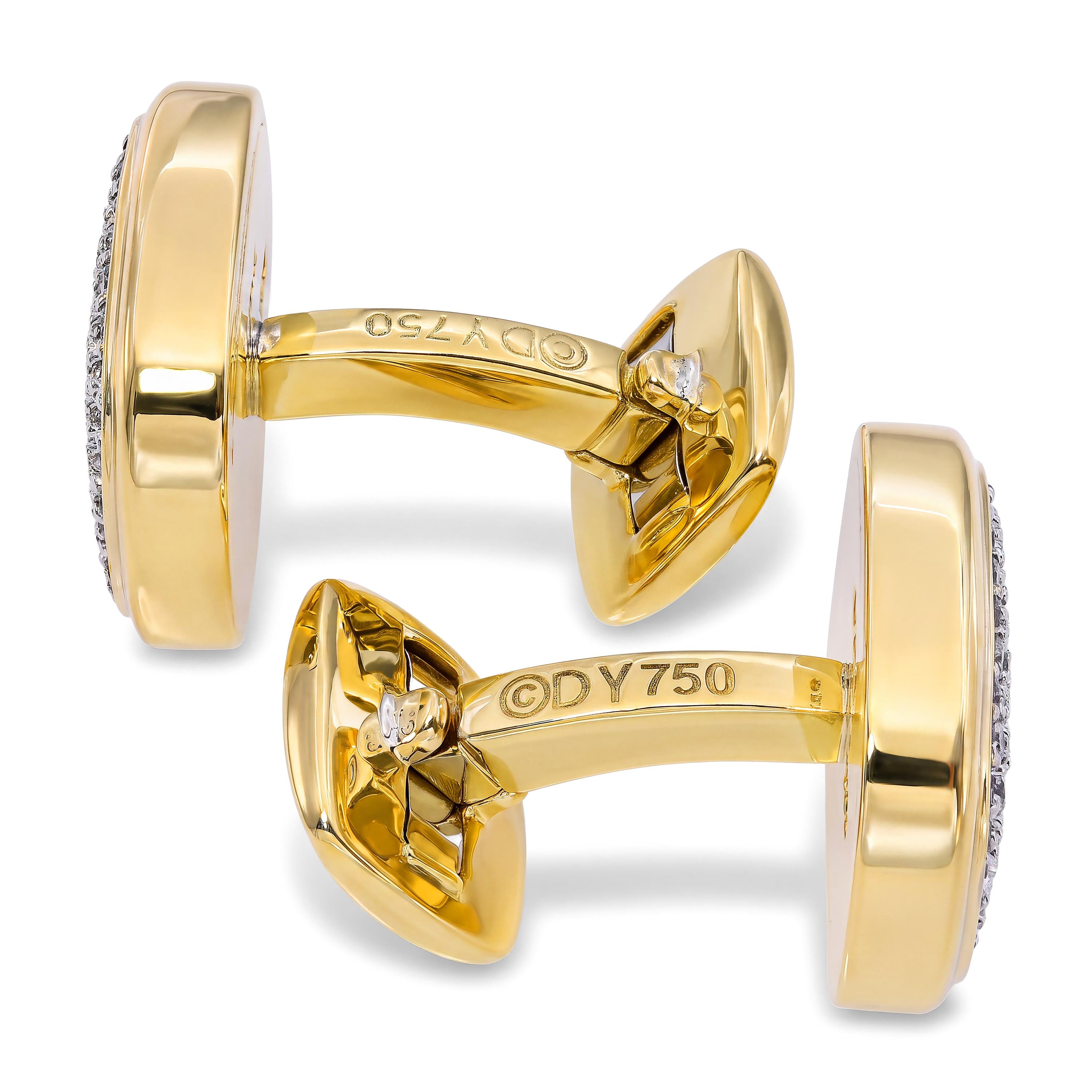 David Yurman 18k Yellow and White Gold Diamond Pavé Cufflinks