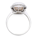 Vintage White Gold Diamond and Pearl Ring