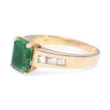 Vintage 14k Yellow Gold 1.70ct Emerald and Diamond Ring