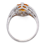 Art Deco Platinum 2.12ct Vivid Orange Sapphire & 0.45tcw Diamond Ring