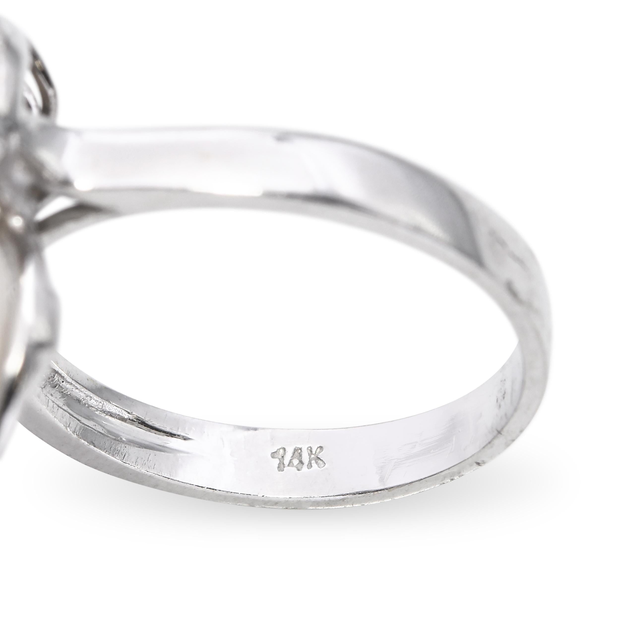 Vintage White Gold Diamond and Pearl Ring