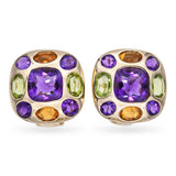 Vintage 14k Gold Amethyst Citrine Peridot Omega Back Earrings