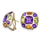 Vintage 14k Gold Amethyst Citrine Peridot Omega Back Earrings