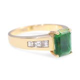 Vintage 14k Yellow Gold 1.70ct Emerald and Diamond Ring