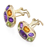 Vintage 14k Gold Amethyst Citrine Peridot Omega Back Earrings