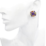 Vintage 14k Gold Amethyst Citrine Peridot Omega Back Earrings