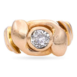 Antique Yellow Gold 0.50ct Old Euro Diamond Intertwined Snake Ring