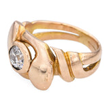 Antique 18k Yellow Gold 0.50ct Old Euro Diamond Intertwined Snake Ring