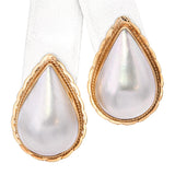 Vintage 14k Yellow Gold Mabe Pearl Teardrop Earrings