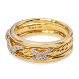 David Yurman 18k Yellow Gold Cable Crossover Diamond Ring