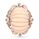 Vintage Yellow Gold Carved Coral Cocktail Ring